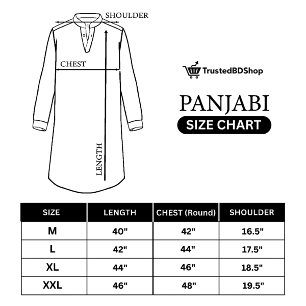 PANJABI SIZE CHART TRUSTEDBDSHOP
