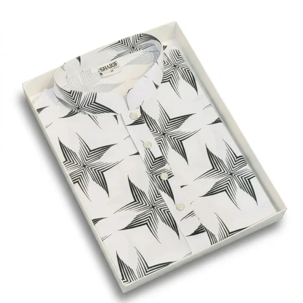 China Stitch Printed Panjabi White - 304